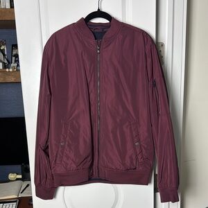 Men's Burgundy Bomber Jacket Large